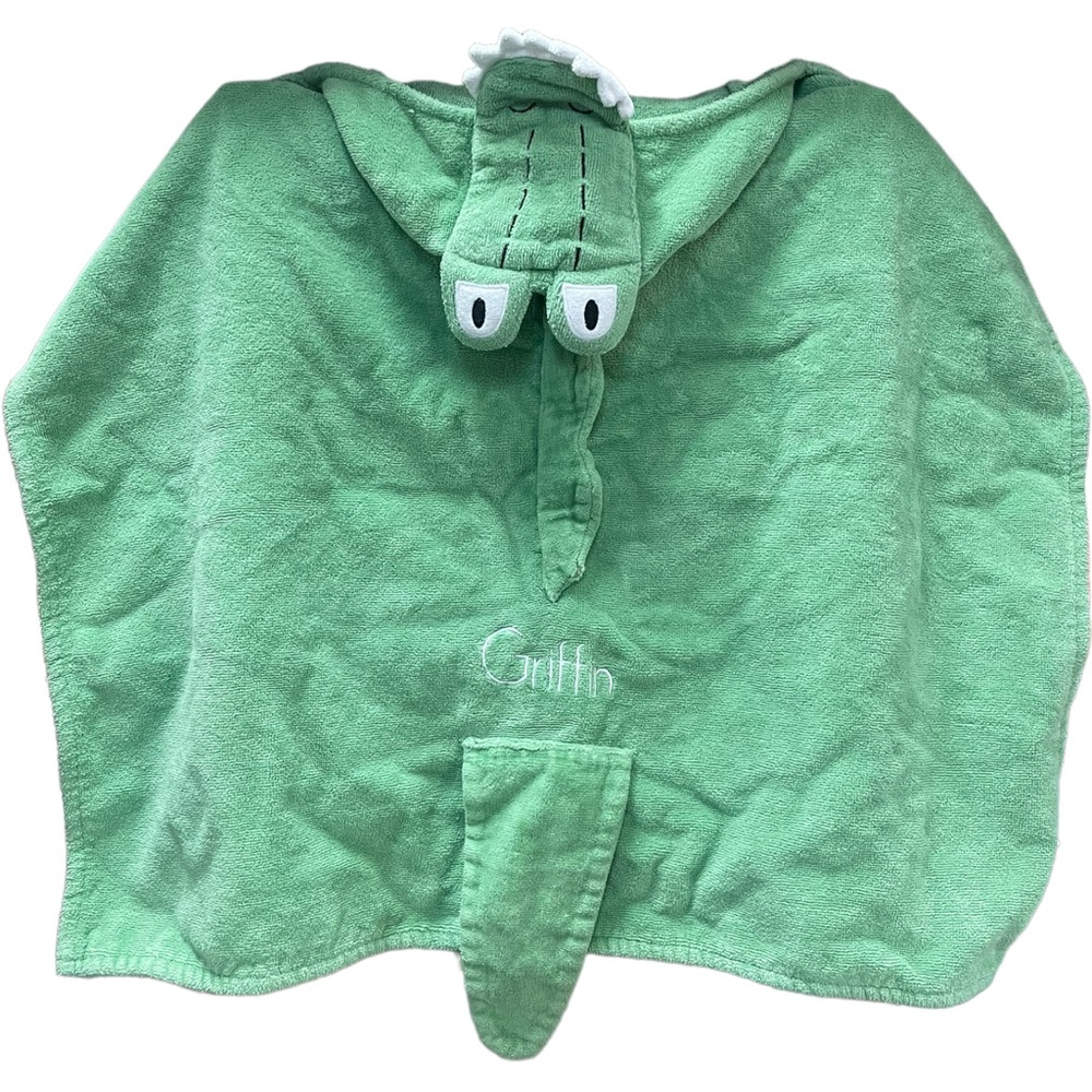 POTTERY BARN Kids Bath Towel Green Alligator “Griffin” Embroidered
